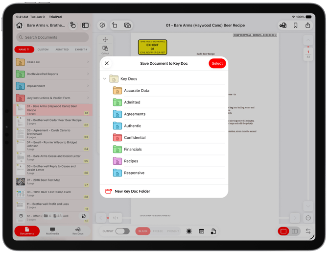 Organizing with Key Docs-Choose Folder