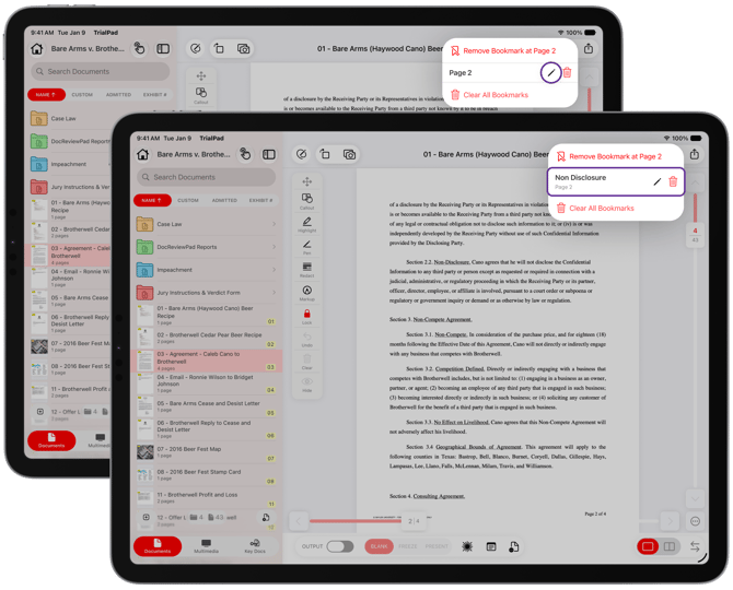 Bookmark Pages in TrialPad-Documents-Rename