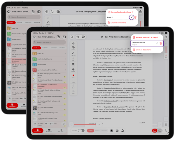 Bookmark Pages in TrialPad-Documents-Rename