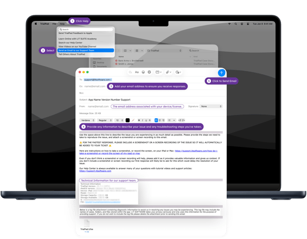 Sending Email to Support Mac-1