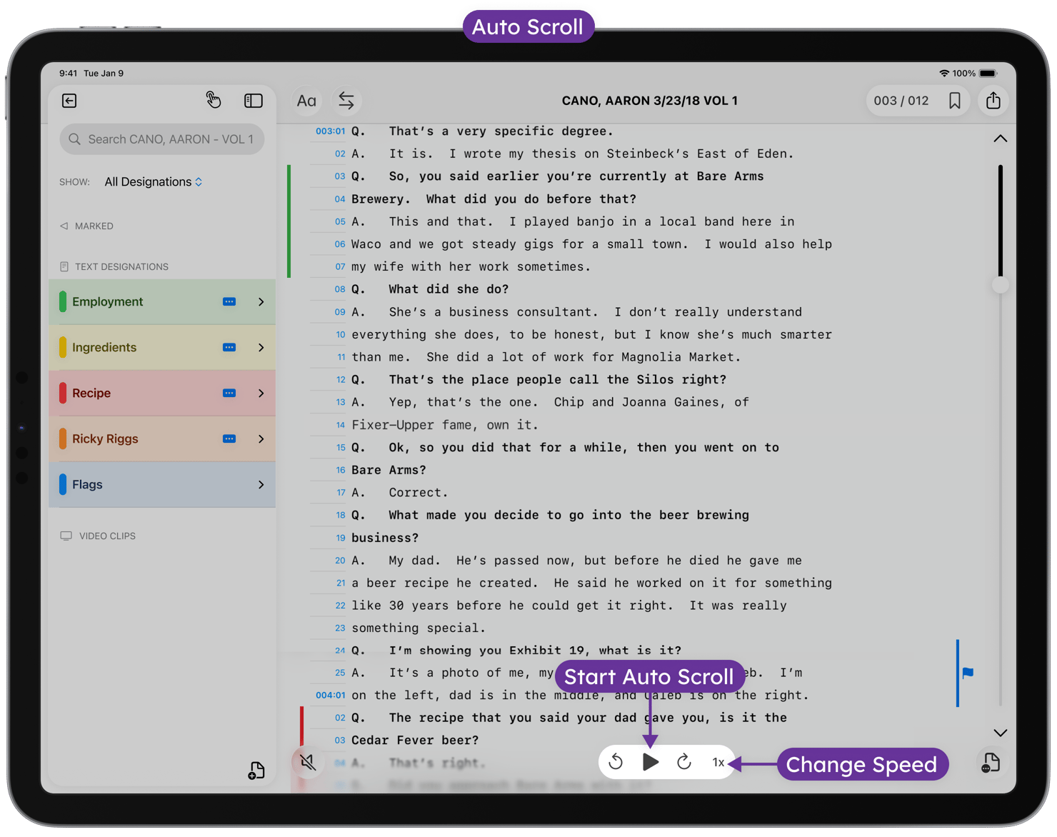 Using Auto Scroll in TranscriptPad