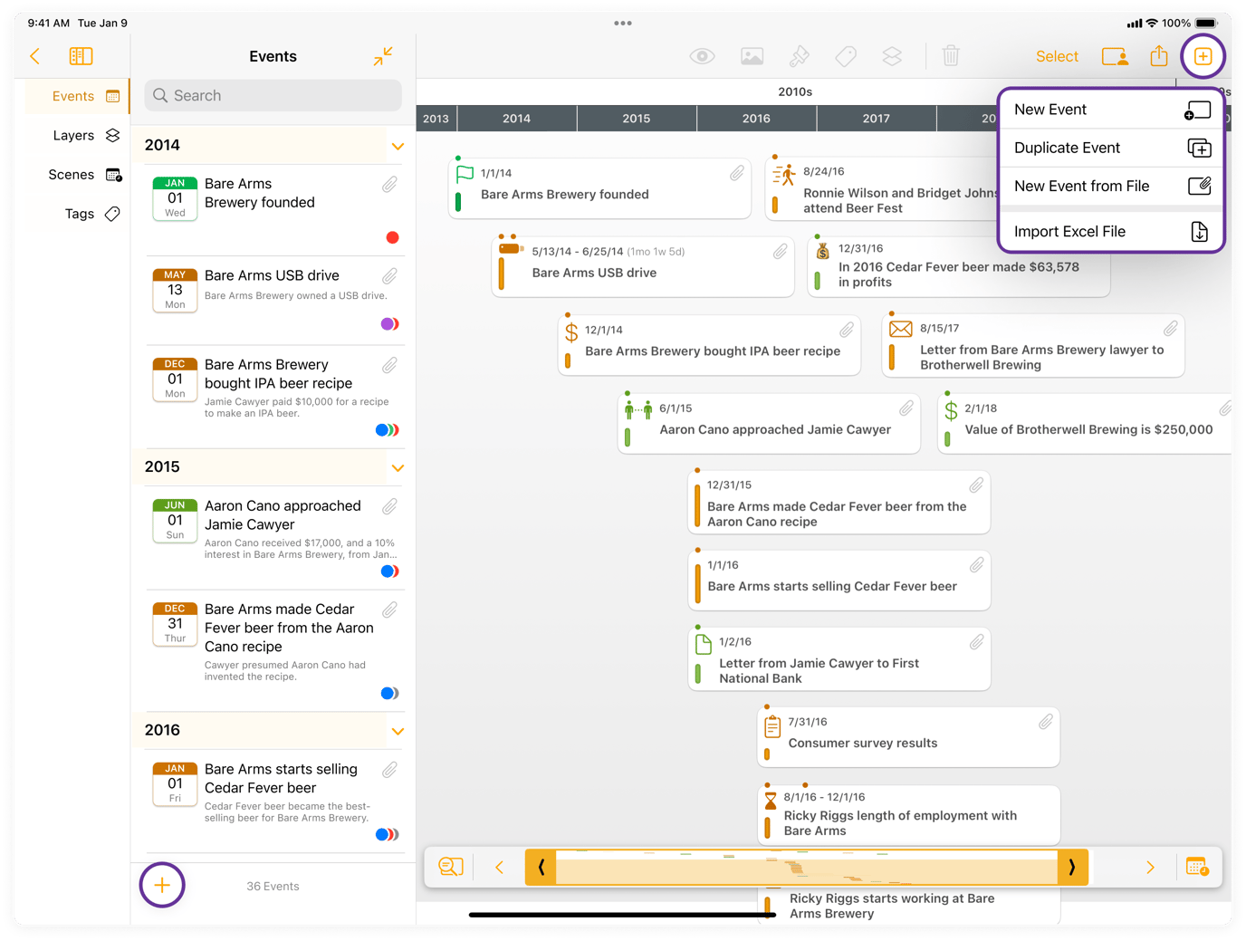 Creat Eventus Create Events in a Timeline